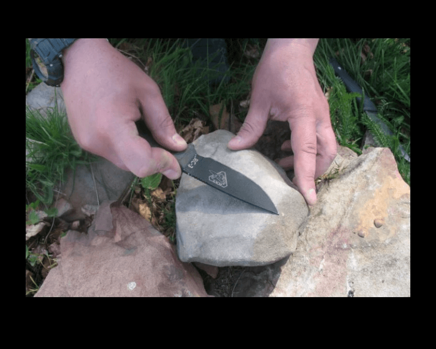 Use of River Stone to Sharpen a Knife